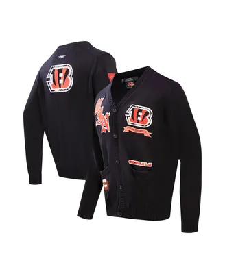 Men's Pro Standard Black Cincinnati Bengals Prep Button-Up Cardigan Sweater