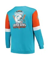 Men's Mitchell & Ness Aqua Miami Dolphins Big and Tall Fleece Pullover Sweatshirt