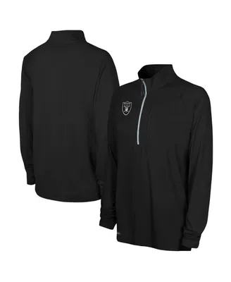 Men's Black Las Vegas Raiders Combine Authentic Raglan Quarter-Zip Top