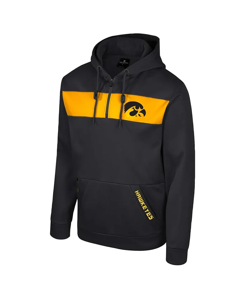 Men's Colosseum Black Iowa Hawkeyes Quarter-Zip Hoodie