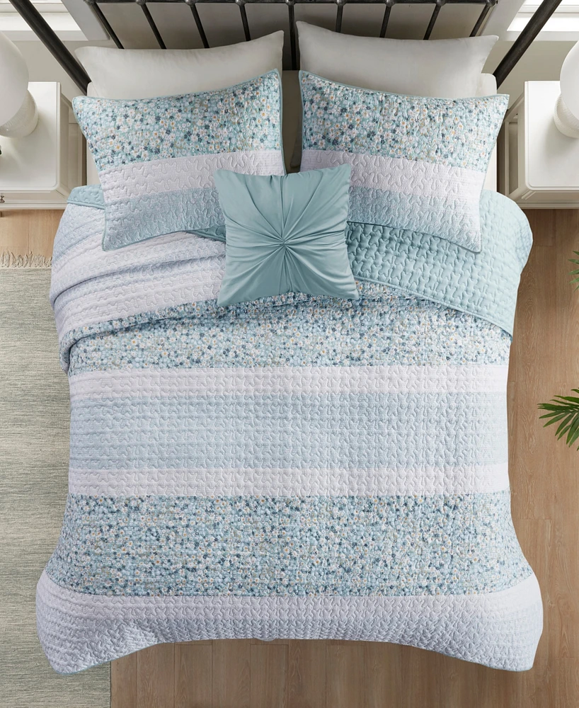Madison Park Caralie Seersucker 4 Piece Quilt Set, Full/Queen