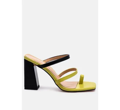 Womens Marve Contrast Strap Block Heel Sandals
