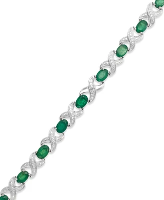 Gemstone and Diamond Accent Xo Bracelet Sterling Silver