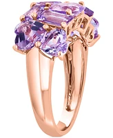 Effy Amethyst (7/8 ct. t.w.) & Pink Amethyst (4 ct. t.w.) Heart & Baguette Cluster Ring in 14k Rose Gold