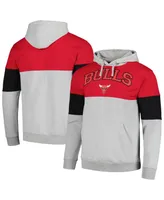 Men's Fanatics Red Chicago Bulls Contrast Pieced Pullover Hoodie