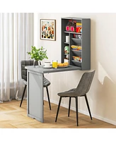 Wall-Mounted Fold-Out Convertible Floating Desk Space Saver