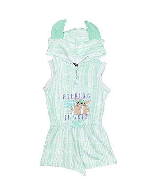 Star Wars Girls The Mandalorian Yoda French Terry Costume Sleeveless Romper