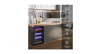 120 Can Beverage Fridge with Glass Door, Compact Drink Cooler for Home or Office