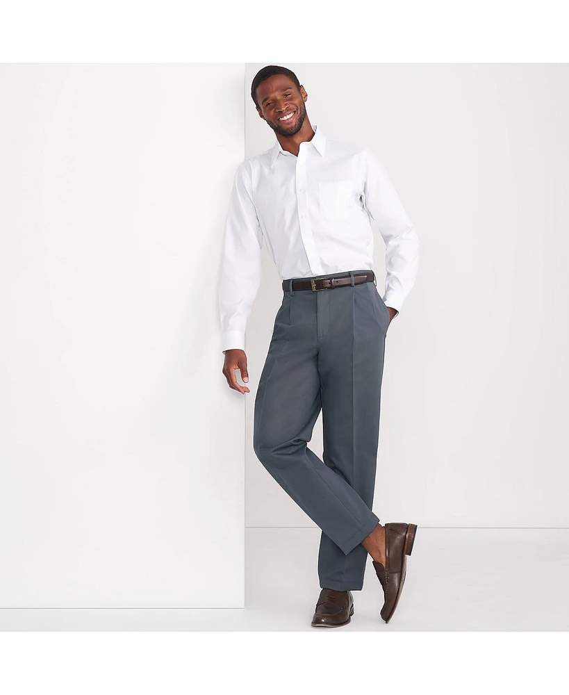 Lands' End Big & Tall Solid No Iron Supima Pinpoint Straight Collar Dress Shirt