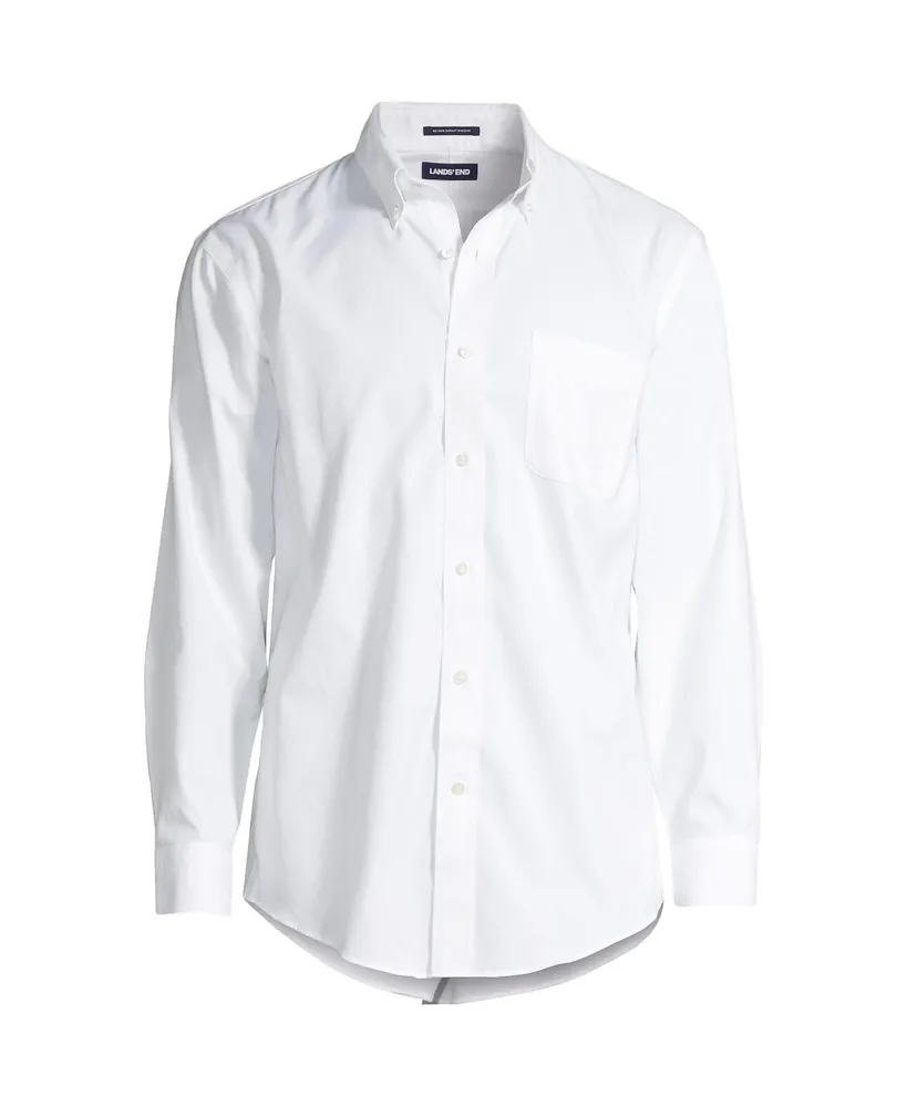 Lands' End Men's Tailored Fit No Iron Solid Supima Cotton Pinpoint Buttondown Collar Dress Shirt