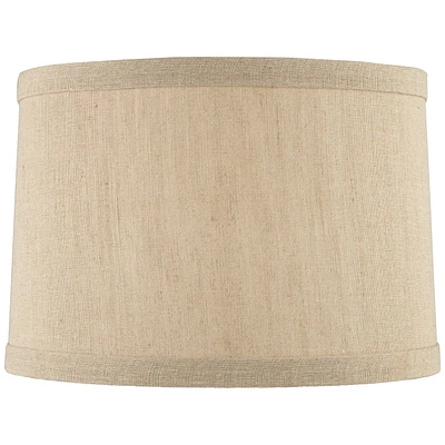 Taupe Linen Small Hardback Drum Lamp Shade 15" Top x 16" Bottom x 11" Slant x 11" High (Spider) Replacement with Harp and Finial - Springcrest