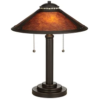 Mica Collection Mission Tiffany Style Desk Table Lamp 18 1/2" High Rustic Oil Rubbed Bronze Natural Mica Shade Decor for Bedroom House Bedside Ni
