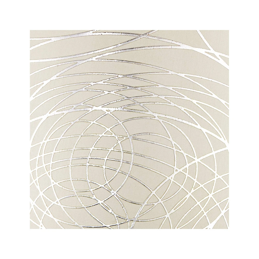 Cream with Silver Circles Large Drum Lamp Shade 15" Top x 16" Bottom x 11" High (Spider) Replacement with Harp and Finial
