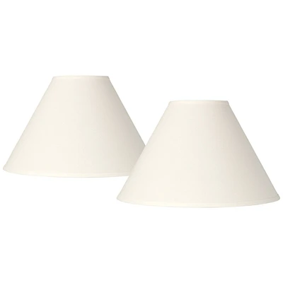 Set of 2 Empire Lamp Shades White Linen Chimney Large 6" Top x 17" Bottom x 10" High Spider with Replacement Harp and Finial Fitting - Spring crest