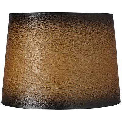 Distressed Faux Paper Large Lamp Shade 13" Top x 15" Bottom x 11" Slant (Spider) Replacement with Harp - Springcrest