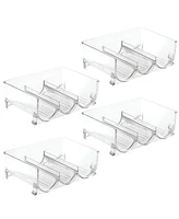 mDesign Plastic Free-Standing Stackable 3 Bottle Storage Rack, 4 Pack, Clear