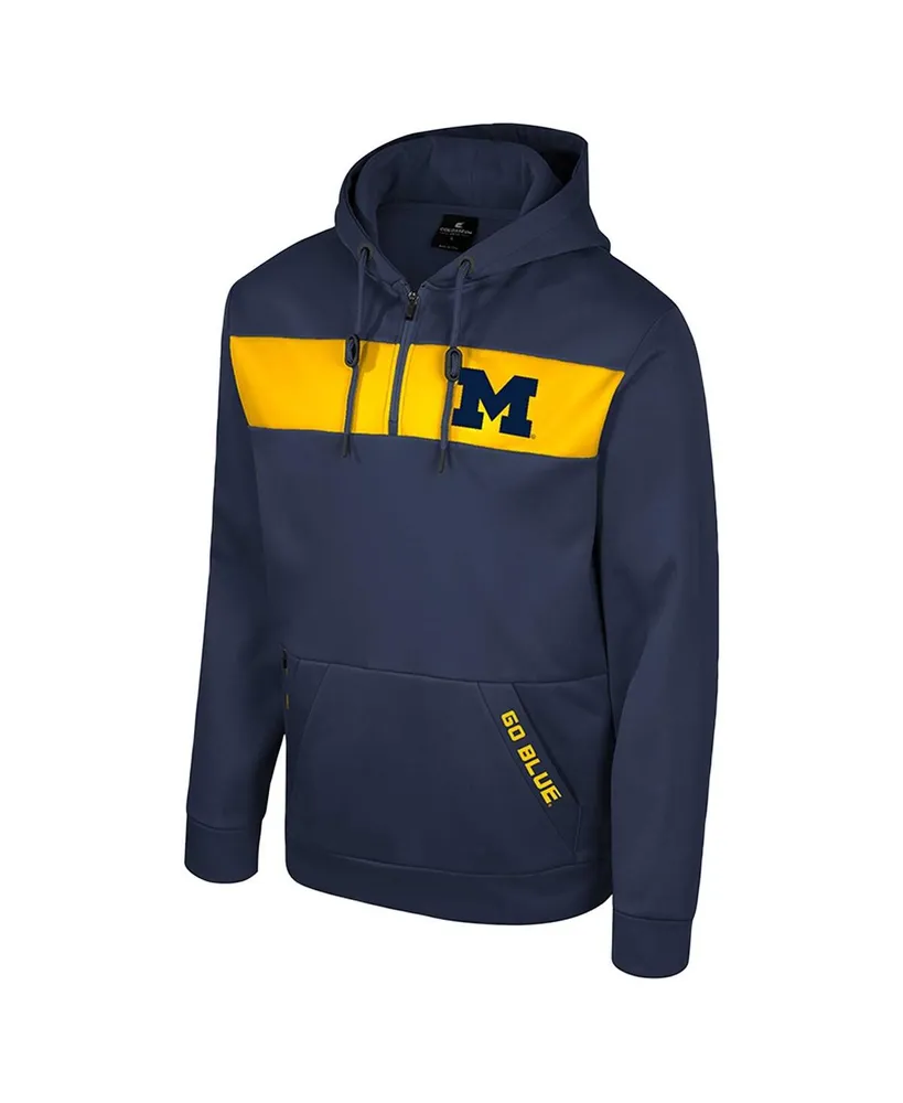 Men's Colosseum Navy Michigan Wolverines Quarter-Zip Hoodie