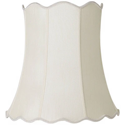 Creme Large Scallop Bell Lamp Shade 14" Top x 20" Bottom x 20" Slant x 19.75 High (Spider) Replacement with Harp and Finial - Springcrest