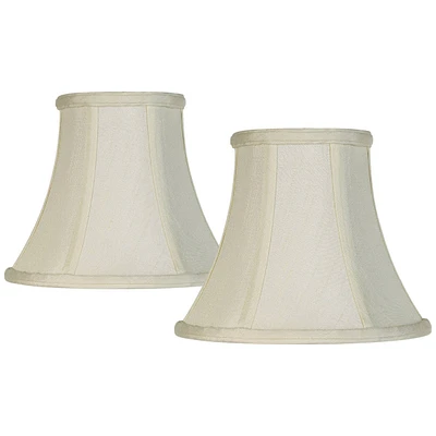 Set of 2 Bell Lamp Shades Cream Medium 4.5" Top x 8.5" Bottom x 7" High Spider with Replacement Harp and Finial Fitting - Springcrest