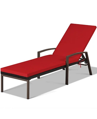 Inolait Outdoor Adjustable Reclining Patio Rattan Lounge Chair with Adjustable Backrest