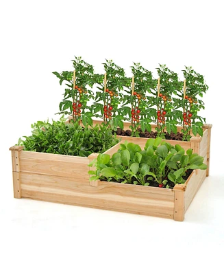 3-Tier Wooden Raised Garden Bed with Open-Ended Base