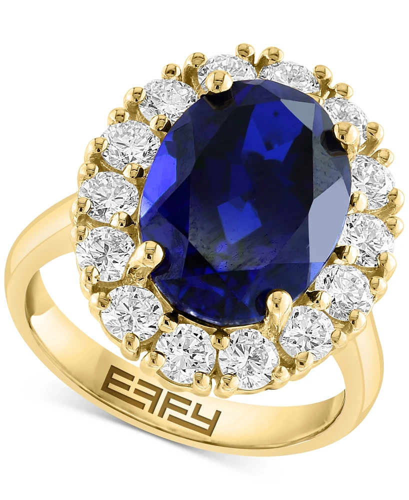 Effy Lab Grown Ruby (6-3/4 ct. t.w.) & Diamond (1-3/8 Halo Ring 14k Gold