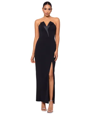 Betsy & Adam Strapless Tuxedo Gown