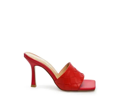 carmen woven strap mid heel sandals