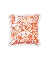 10" x 10" Hummingbird Bird Orange Floral Cotton Decor Small/Petite Accent Pillow