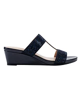 Bandolino Women's Iluvit Embellished T-Strap Wedge Sandals