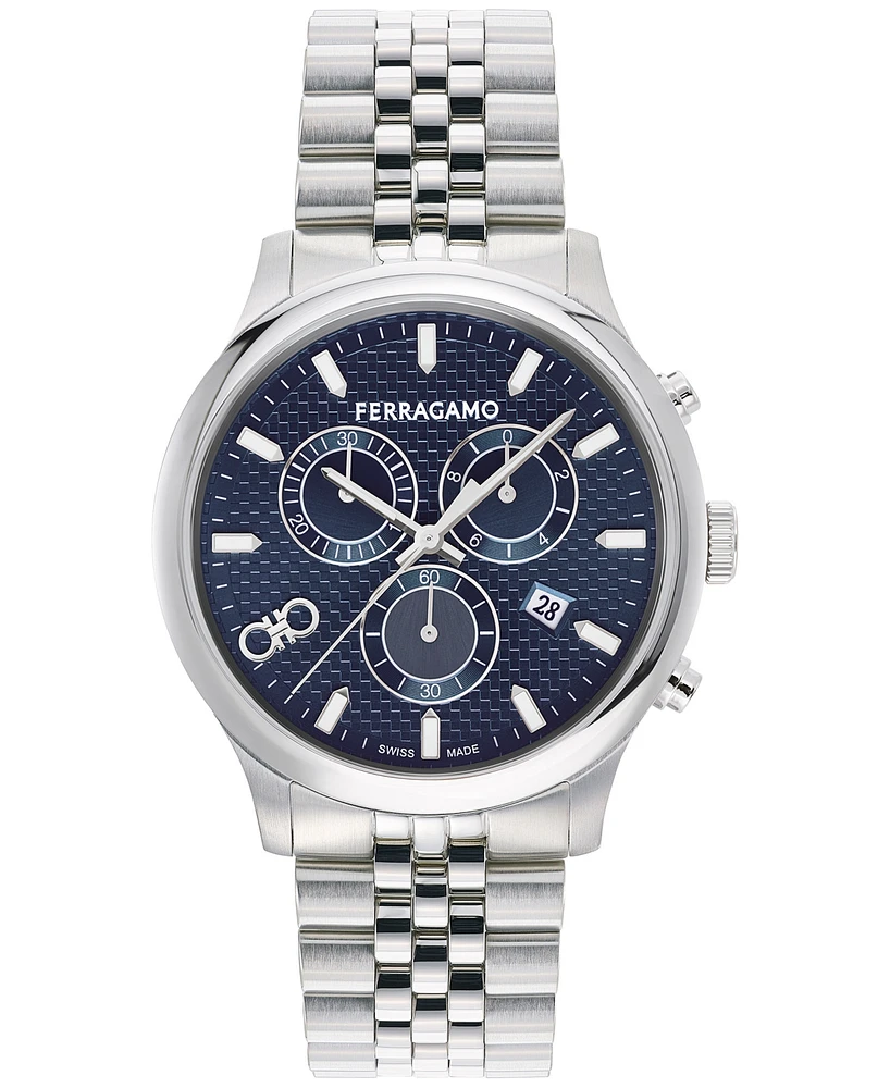 Salvatore Ferragamo Men's Swiss Chronograph Stainless Steel Bracelet Watch 42mm
