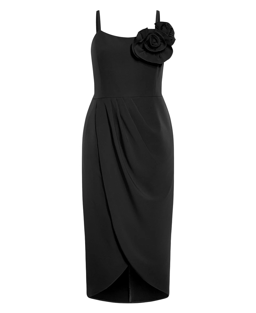 City Chic Plus Fleur Floral Accent Tulip Dress