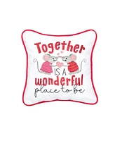 10" x 10" Together Is A Wonderful Place To Be Mouse Valentine's Day Small/Petite Accent Pillow