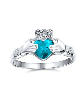 Bling Jewelry Sorority Sister Bff Celtic Irish Friendship Promise Cz Cubic Zirconia Crown Heart Claddagh Ring.925 Sterling Silver