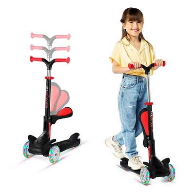 Kids Scooter – Foldable Seat Led Wheel Lights Illuminate When Rolling Children and Toddler 3 Kick Adju