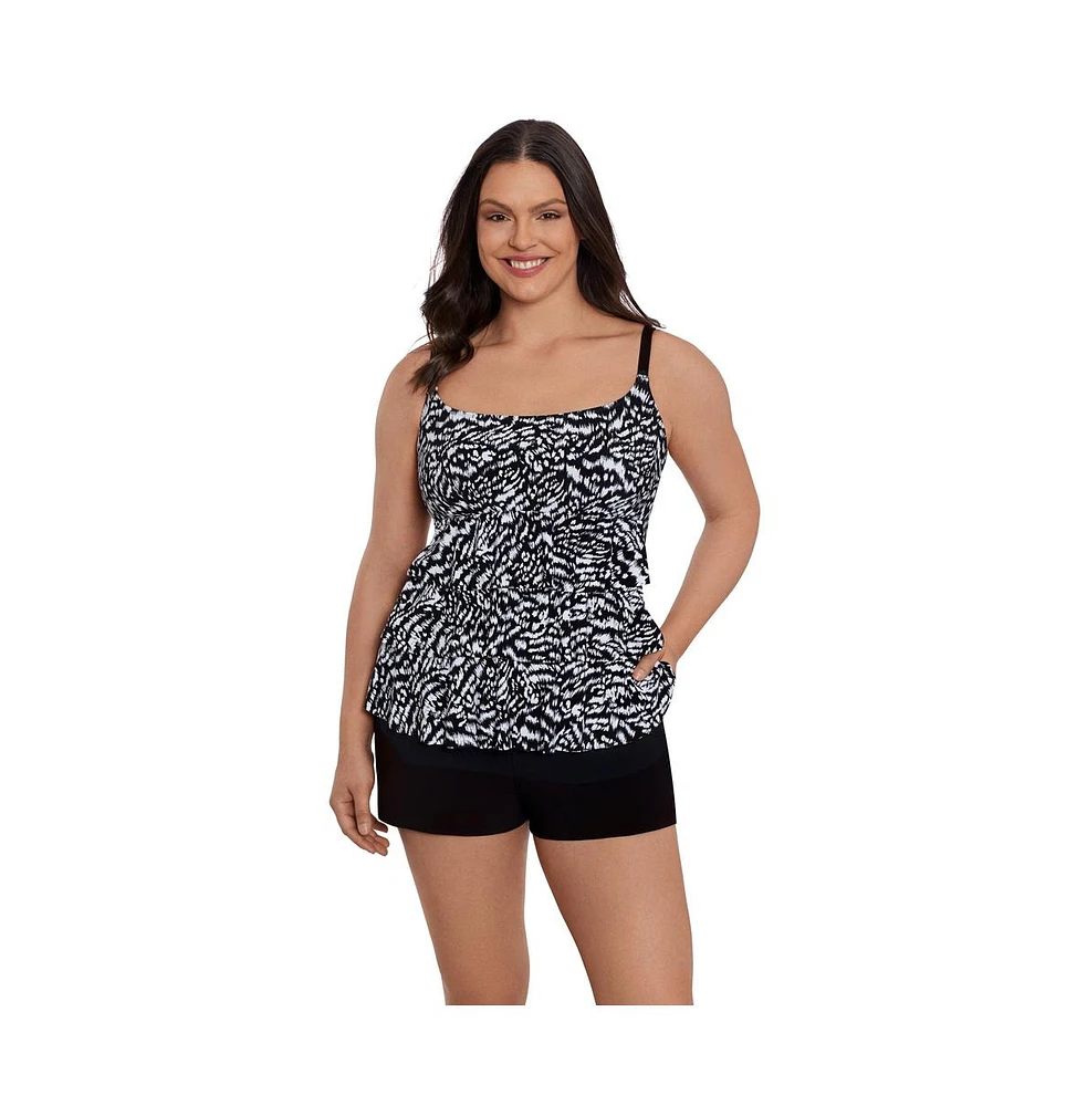 Women's Longitude Ruffle Faux Shortini Swimsuit