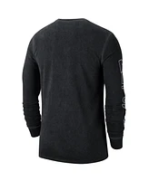 Men's Nike Black Distressed Brooklyn Nets Courtside Retro Elevated Long Sleeve T-shirt