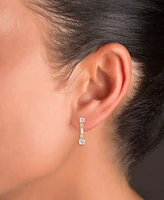 Cubic Zirconia Round & Baguette Linear Drop Earrings