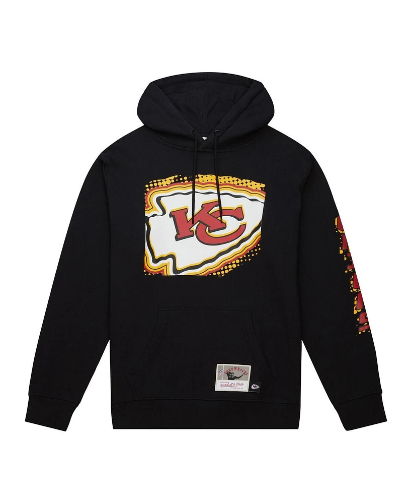 Men's Mitchell & Ness Black Kansas City Chiefs Gridiron Classics Big Face 7.0 Pullover Hoodie