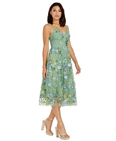 Dress the Population Women's Maren Embroidered Fit & Flare Midi