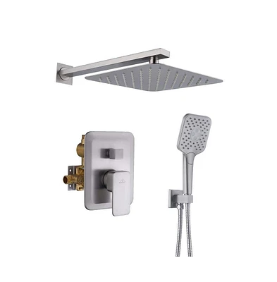 Casainc 10 Inch Wall Mounted Square Shower System Set with Handheld Spray
