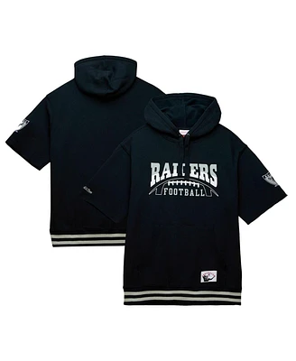 Men's Mitchell & Ness Black Las Vegas Raiders Pre-Game Short Sleeve Pullover Hoodie