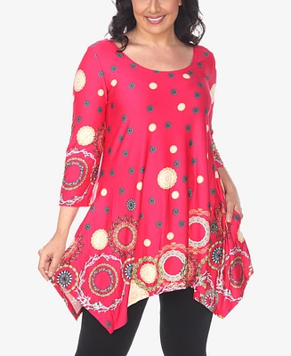 White Mark Plus Erie 3/4 Sleeve Tunic Top