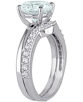 Aquamarine (1-5/8 ct. t.w.) & Lab-Grown White Sapphire (3/8 Bridal Set 10k Gold