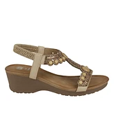 Gc Shoes Women's Fiah Jeweled Slingback Wedge Sandals
