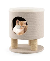 3-in-1 Cat Condo Stool Kitty Bed with Scratching Posts & Plush Ball Toy