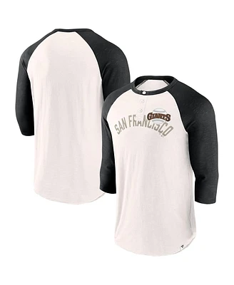 Men's Fanatics White, Black San Francisco Giants Backdoor Slider Raglan 3/4-Sleeve T-shirt