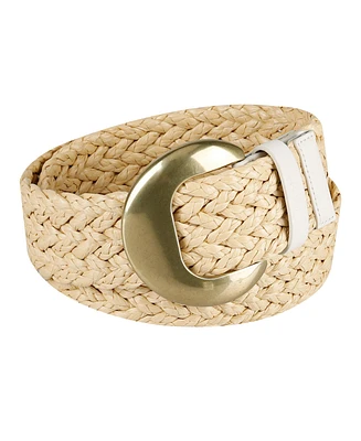 Levi's Women's Fully Adjustable Raffia Belt with Statement Buckle