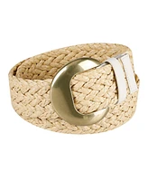 Levi's Women's Fully Adjustable Raffia Belt with Statement Buckle