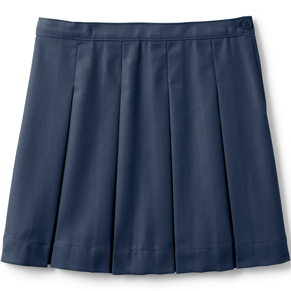 Lands' End Little Girls Poly-Cotton Box Pleat Skirt Top of Knee